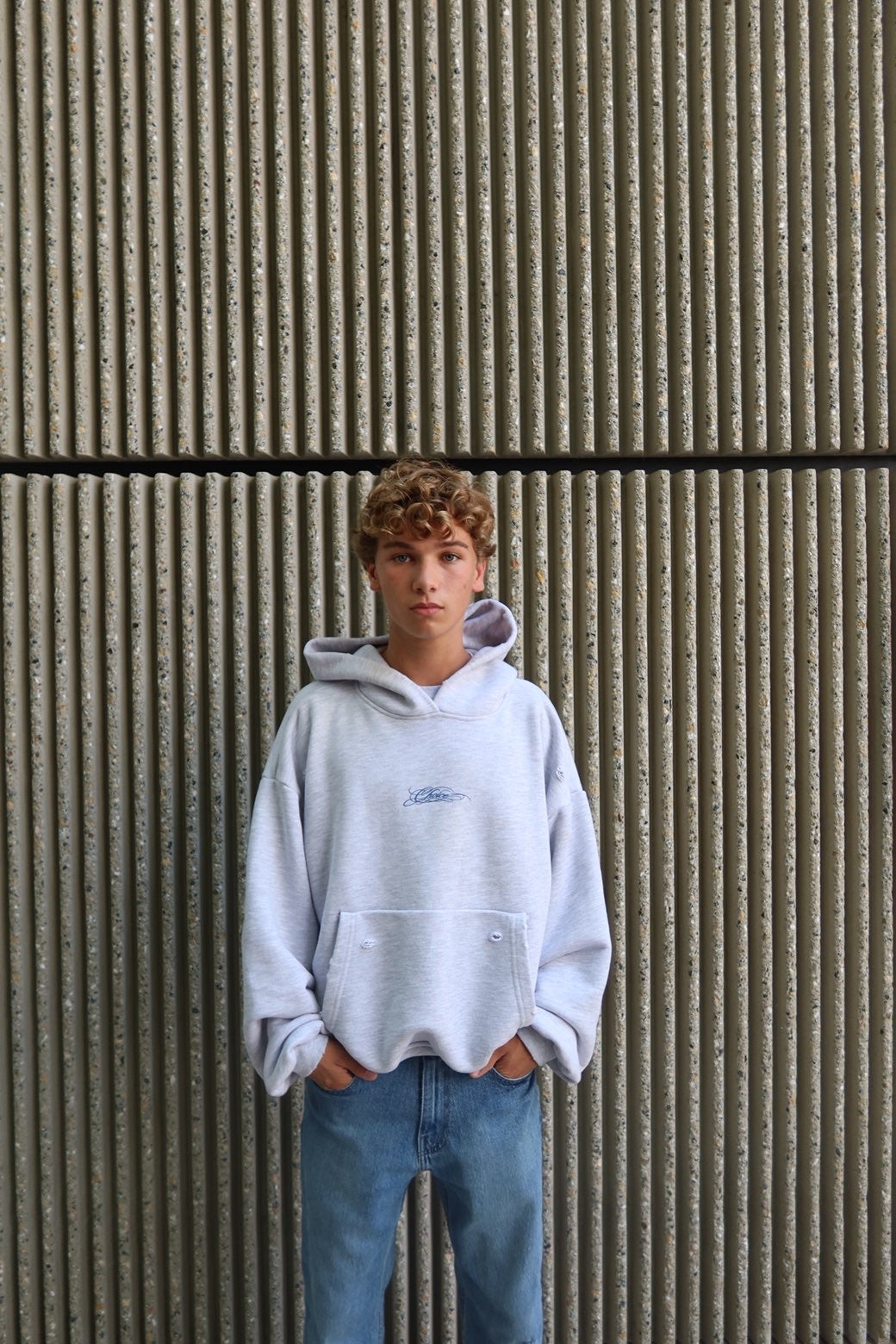 CHOICE Hoodie Heather Grey - front, worn