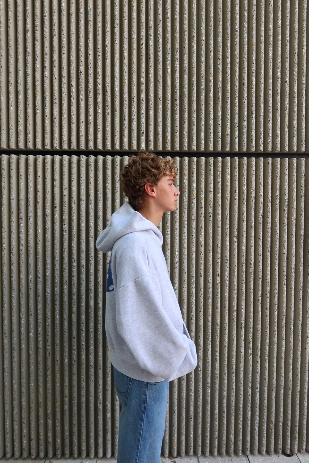 CHOICE Hoodie Heather Grey - side profile, oversized fit