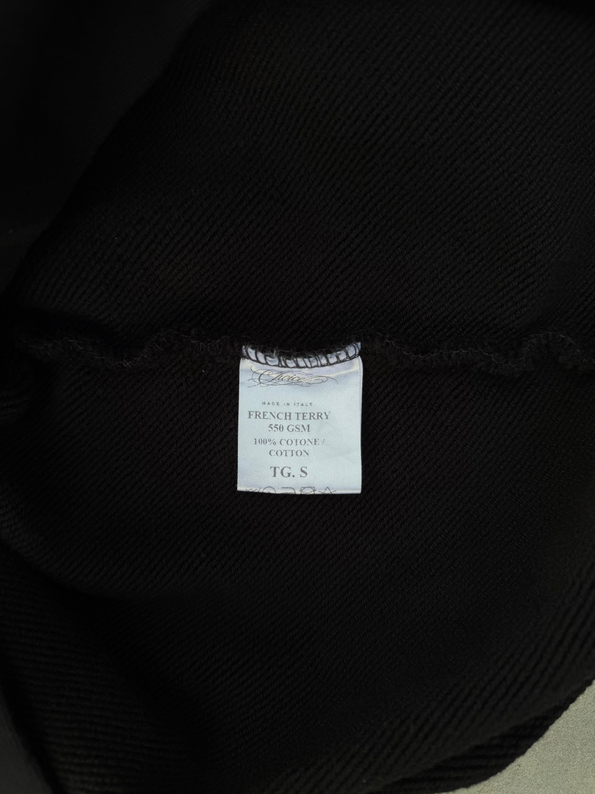 CHOICE care label — Made in Italy, French Terry 550 GSM, 100% cotton